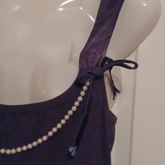 🍭🏍Black cotton camisole with faux pearls and ribbons - Picture 4 of 8